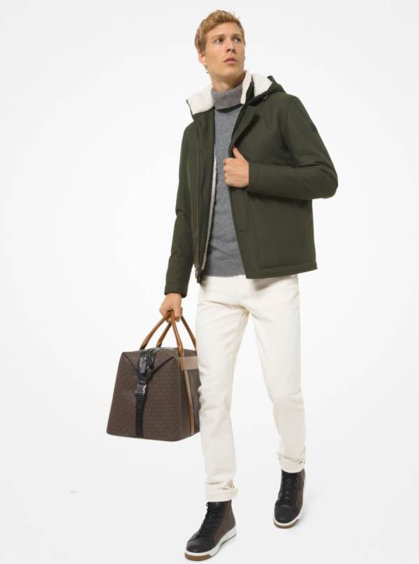 Panske Bundy Michael Kors Sherpa-Trim Canvas Parka Tmavo Zelene - Oblecenie Michael Kors Lacne | CNEBV-2960
